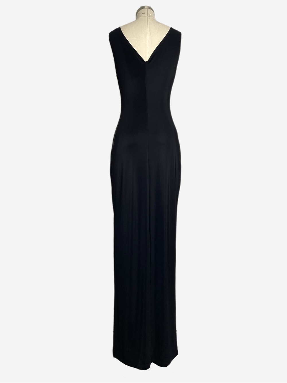 Vintage 90s Per Seption Black floral beaded maxi dress formal stretch XS/S - Picture 7 of 12
